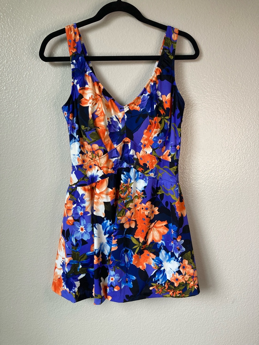 Rose Marie Reid Floral Swimdress Skirt one piece Swimsuit Vacation Beach 18W
